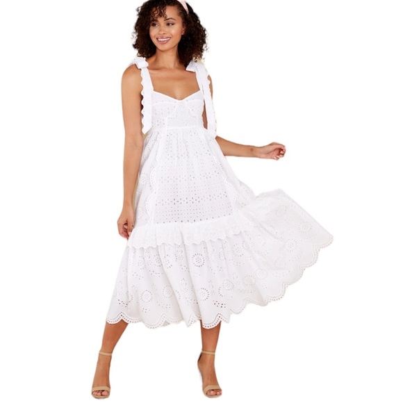 LoveShackFancy Antonella White Eyelet Dress NWT - Picture 2 of 16